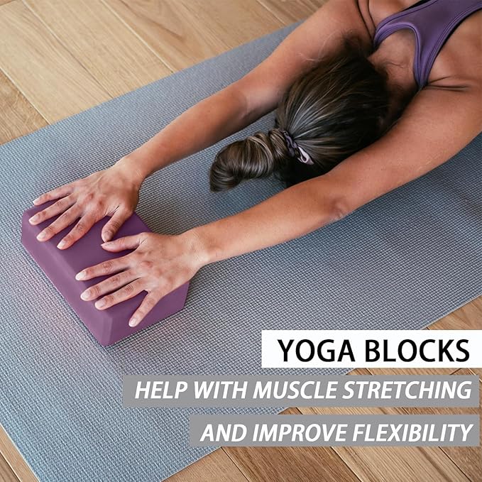 Yoga Blocks 2 Pack - Non-Slip Yoga Brick & Foam Blocks Yoga Set, High-Density Pilates Block for Stretching, Meditation, and Exercise Blocks Foam, Ideal for Deep Poses