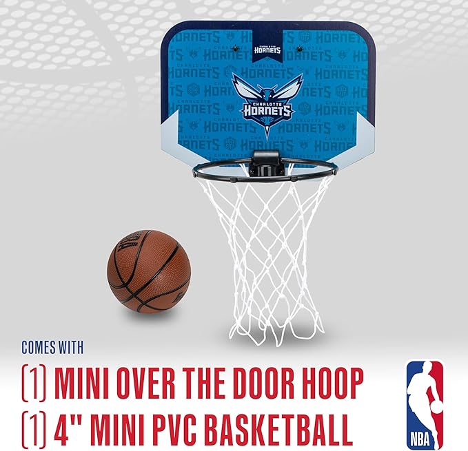 Franklin Sports NBA Team Over The Door Basketball Hoop - Kids Indoor Mini Basketball Hoop with Basketball - NBA Fan Shop Mini Hoop for Bedroom & Office