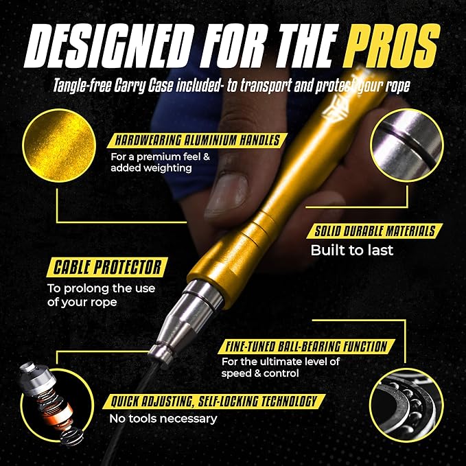 Titan Armour® Speed Rope - Professional Self-Locking & Adjustable, Adult Speed Jump Rope | 2 x Steel Ropes, Cable Protector & Travel Case | Jump Rope Crossfit, Boxing, Fitness MMA for Men & Women