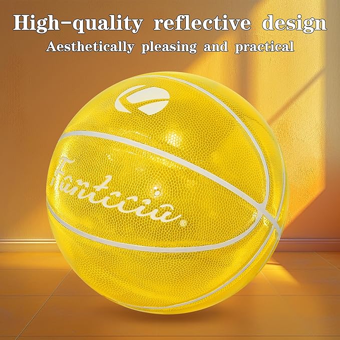 Reflective Basketball Ball, Training Basketball Size 7 with Pump, Indoor Outdoor Basketball