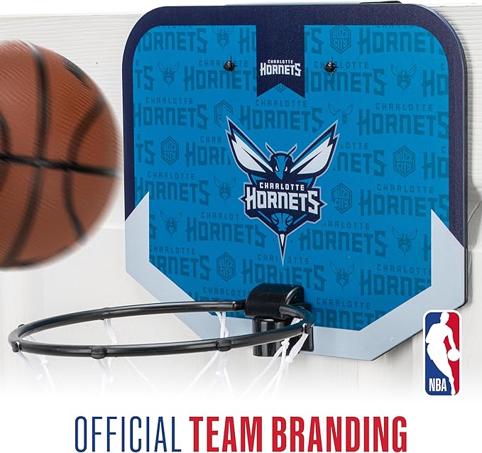 Franklin Sports NBA Team Over The Door Basketball Hoop - Kids Indoor Mini Basketball Hoop with Basketball - NBA Fan Shop Mini Hoop for Bedroom & Office