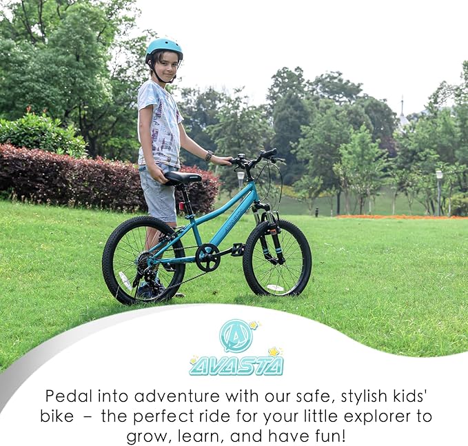 AVASTA Govet 20'' Kids Mountain Bike for 6-12 Years Old Boys Girls with Suspension Fork, 6 Speeds Drivetrain, Multiple Colors