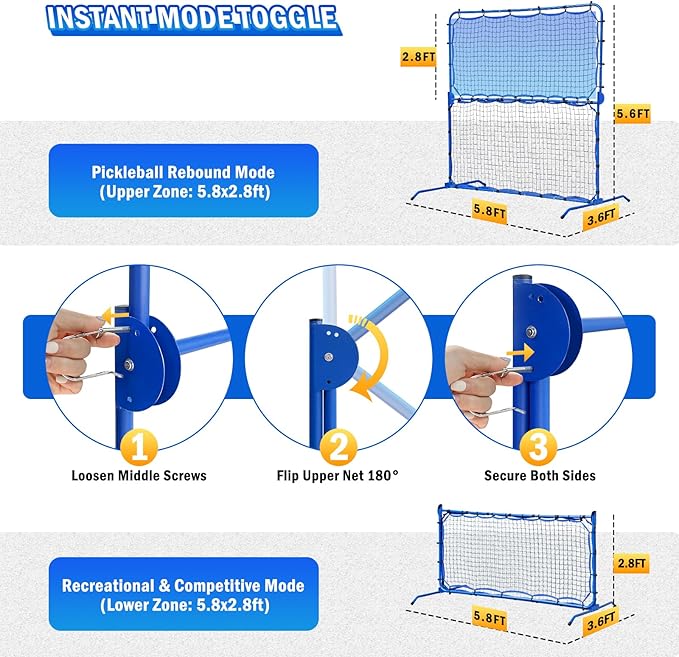 Pickleball Practice Rebounder Net for Dink Volley Solo Training Equipment, 7.9FT or 6FT 2in1 Mini Pickleball Net Portable Trainer for Outdoor Driveway Backyard Indoor Garage, Easy Setup & Storage