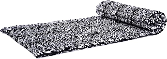 Leewadee - Foldable Floor Mattress - Japanese Roll Up Futon -Trifold Tatami Mat- Guest Floor Bed - Camping Mattress - Thai Massage Mat, Kapok Filled, 75 x 28 inches, Black White