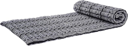 Leewadee - Foldable Floor Mattress - Japanese Roll Up Futon -Trifold Tatami Mat- Guest Floor Bed - Camping Mattress - Thai Massage Mat, Kapok Filled, 75 x 28 inches, Black White