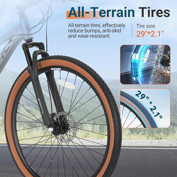 SPATIAL Mountain Bike, 24/26/27.5/29 inch Outdoor Cycling Bike,21/8 Speed Lightweight Aluminum Frame | Dual Disc Brakes,Adjustable Ergonomic Seat for Men Women Adult,MTB Bicycle