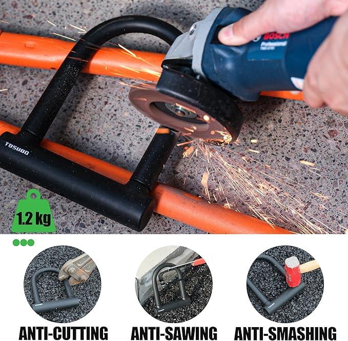 Oversized Bike U Lock Set Heavy Duty Anti Theft Bike Lock with 4FT Steel Cable Bicycle U Lock with Keys Mounting Bracket for Road, Mountain, Electric & Folding Bike