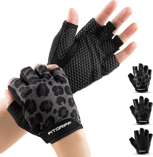 Fitgriff® Workout Gloves (Padded) for Men & Women - Fingerless Gym Gloves for Weight Lifting, Training - Full Palm Protection