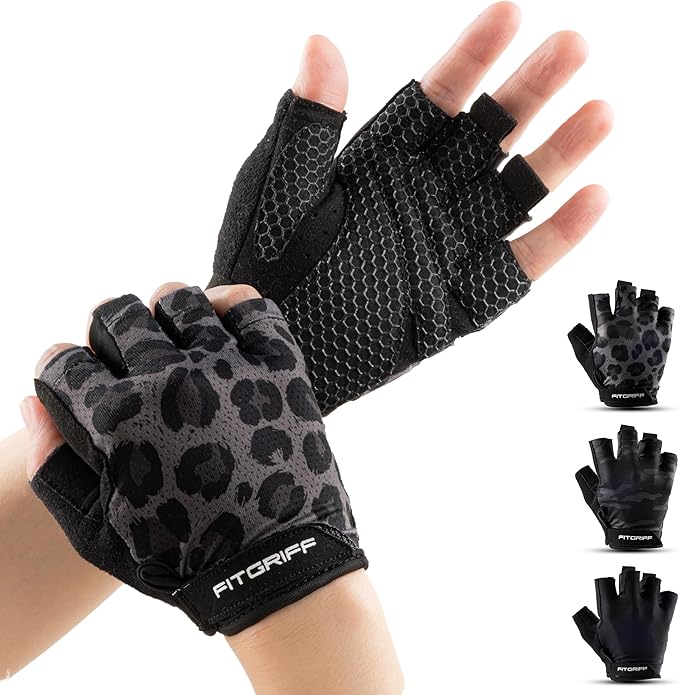 Fitgriff® Workout Gloves (Padded) for Men & Women - Fingerless Gym Gloves for Weight Lifting, Training - Full Palm Protection, Size : 7