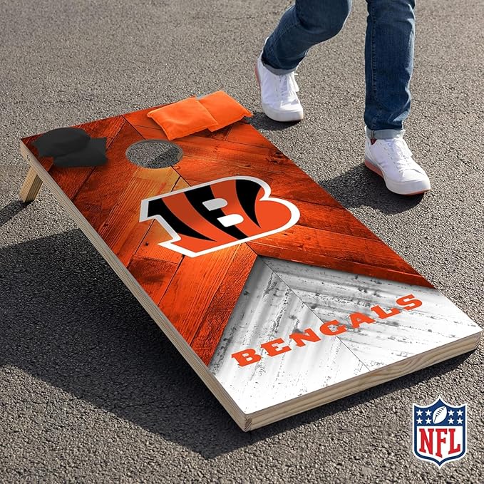 Wild Sports NFL Football 2' x 4' Regulation Size Solid Wood Cornhole Set with Direct Print HD Team Graphics Great Gift for Any Football Fan! Bean Bag Toss Family Outdoor Game