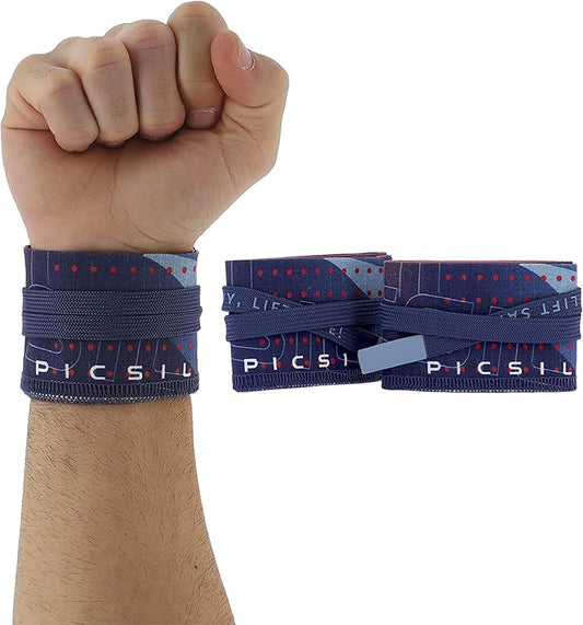 PICSIL Adjustable Wrist Support, Premium Fabric Weightlifting and Yoga Sweat Bands for Gym, for Women and Men, 1 Pair