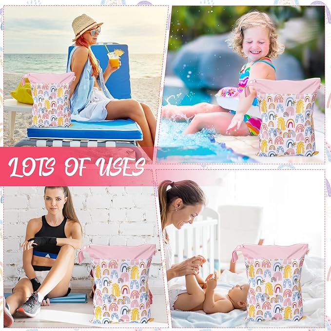 Wet Bag,Wet Dry Bag,Wet Bag for Swimsuit,With Two Zipper Wet dry Pouch,Waterproof Reusable Rainbow
