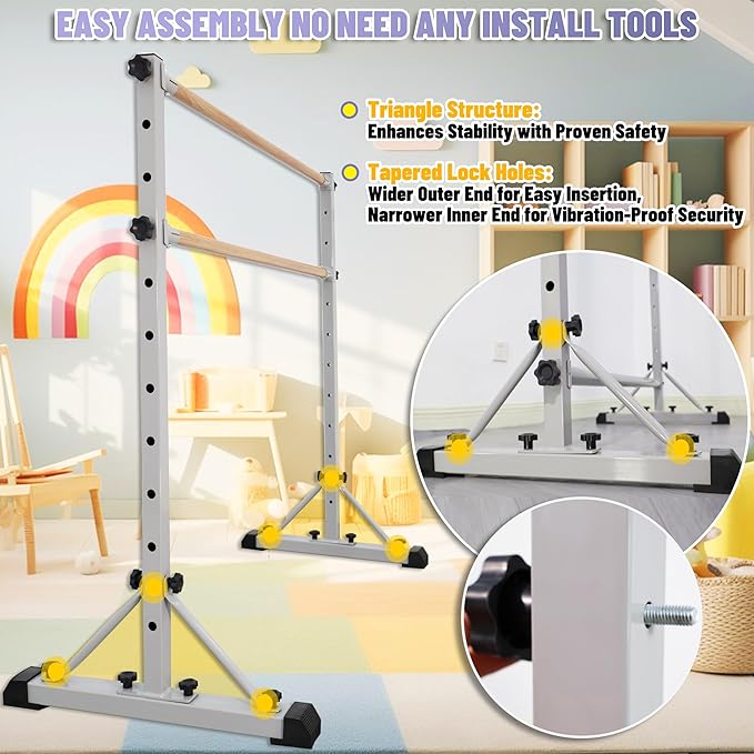 Adjustable Ballet Barre,Portable Dance bar,Fitness Equipment for Dance & Balance Excercise,Super Sturdy for Balance Workout,Weight Limit 250 LBS