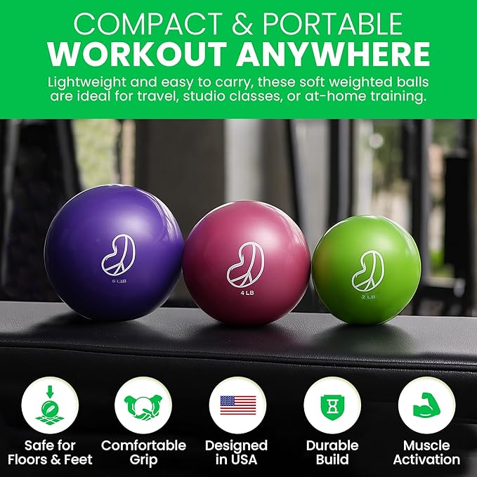 Bean Products Soft Weighted Balls for Exercise - Customizable Workout Balls for Yoga, Rehab, Pilates and Fitness - Latex Free, Easy to Grip, Versatile Physical Therapy Exercise Ball