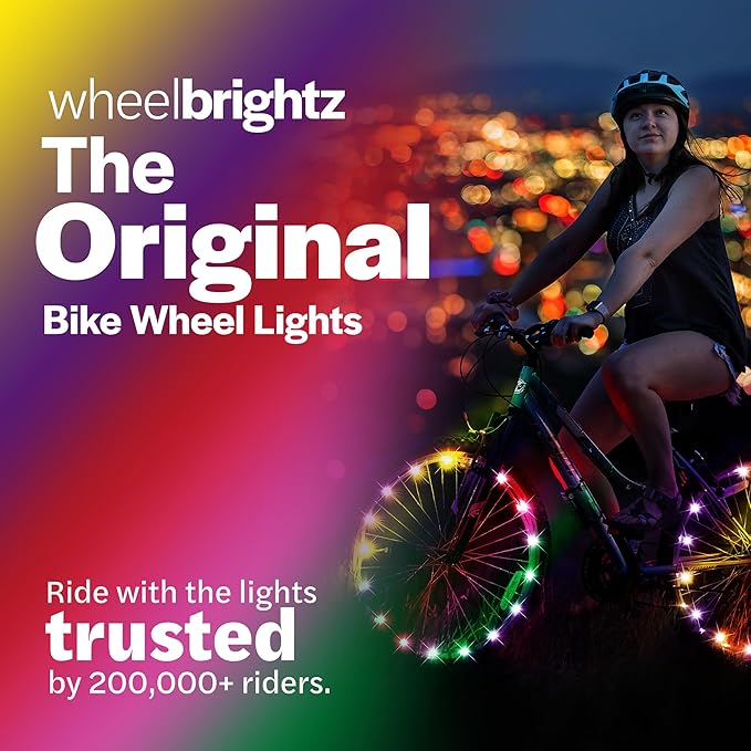Brightz WheelBrightz LED Bike Wheel Lights - 2025 Edition with Superior Straps & LED-Weatherproof Shield! 14 Colors - Unmatched Durability, Visibility & 48+ Hours of Dazzling Illumination