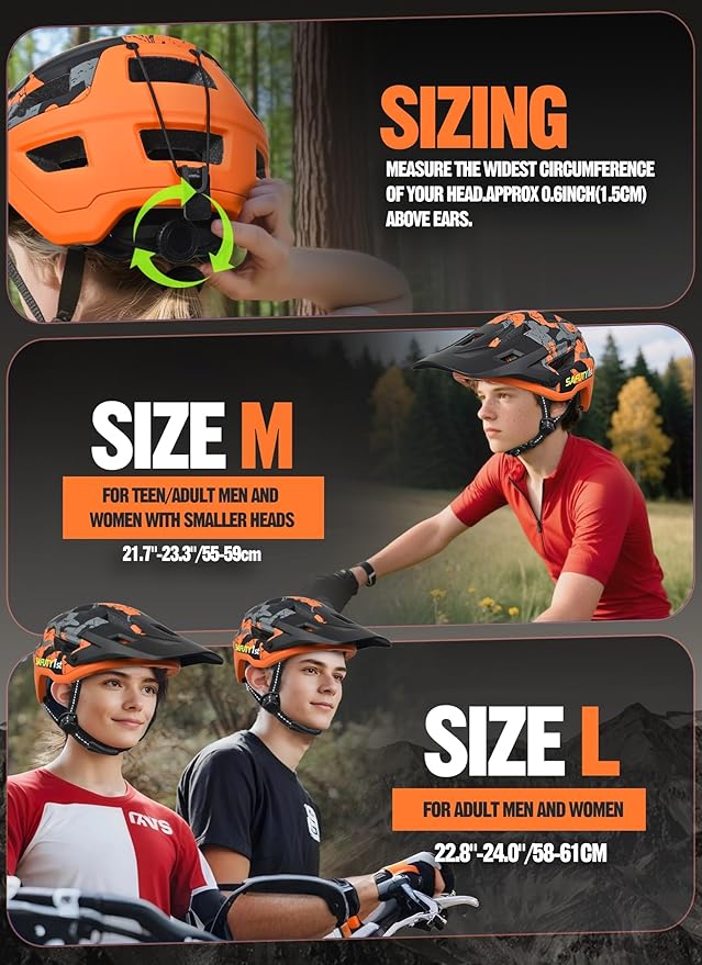 Mountain Bike Helmet for Adults & Youth Lightweight Impact-Resistant with Adjustable Dial & Removable Visor Unisex Helmet for Mountain Biking Bicycle Clcying