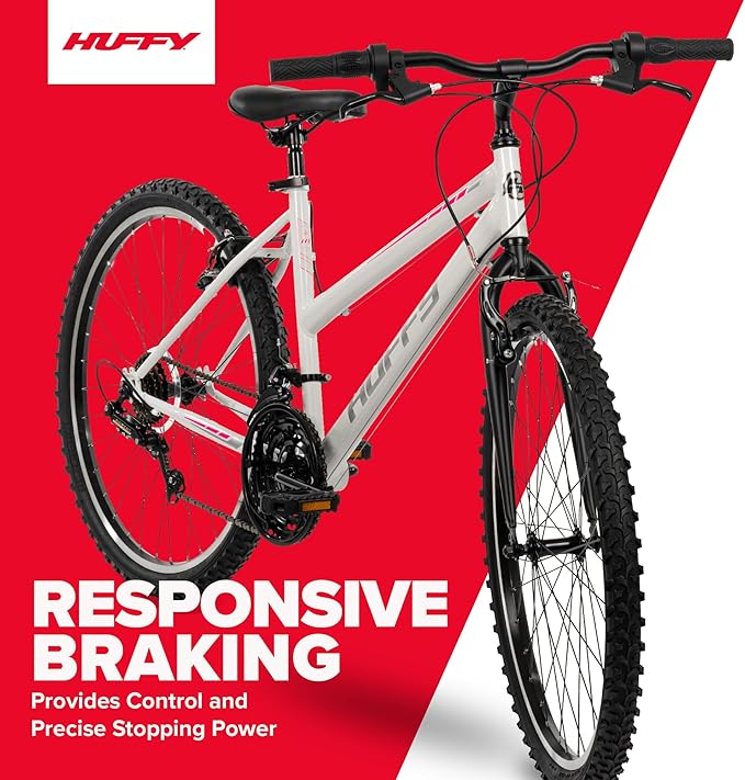 Huffy North Peak 26-Inch Mountain Bike, Durable Steel Frame, 5-Speed Twist Shifter, Front and Rear Linear-Pull Brakes, All-Terrain Tires, Padded ATB Saddle