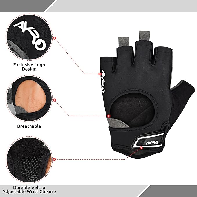 AYRO Breathable Weight Lifting Gym Workout Gloves with Extra Grip for Men & Women, Exercise Gloves with Full Palm Protection, Removal with Durable Closure, for Weightlifting