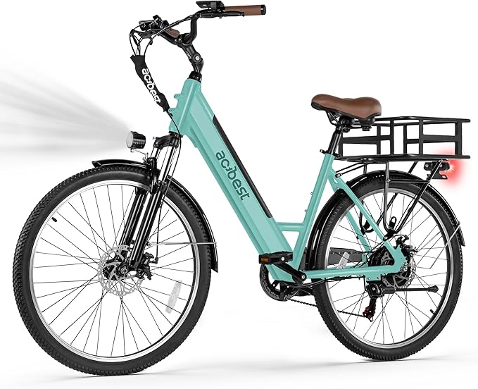 Cores Electric Bike for Adults, 26" Electric Commuter Bike with 1200W Peak Motor, 28MPH 70 Miles Max, 48V 576Wh Removable Battery, 7-Speed City Cruiser Mountain E Bike for Commuting