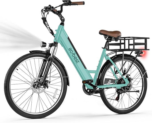 Cores Electric Bike for Adults, 26" Electric Commuter Bike with 1200W Peak Motor, 28MPH 70 Miles Max, 48V 576Wh Removable Battery, 7-Speed City Cruiser Mountain E Bike for Commuting