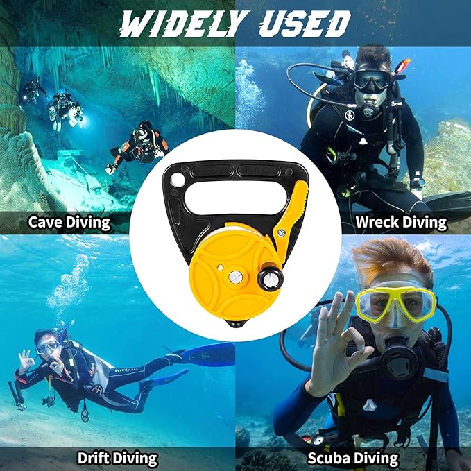 Compact 150ft Scuba Dive Reel Kayak Anchor with Thumb Stopper for Safety Underwater Diving Snorkeling
