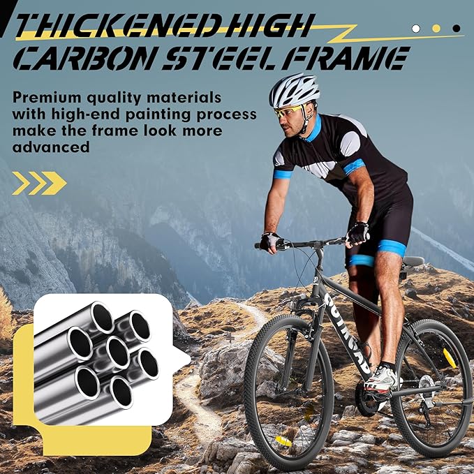 Hardtail Mountian Bikes with 7/21 Speeds Drivetrain, 26 Inch Wheel Mountian Bicycles with Front Suspension, Widened Frame Commuting Bikes with V/Dual Disc Brake