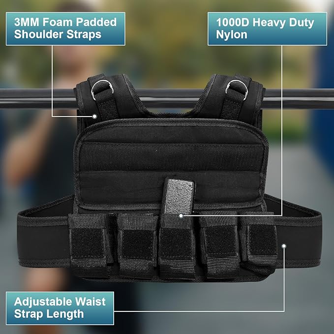 Adjustable Weighted Vest 44 Lb, Weight Vest for Men,Adjustable Wearable Weights with Iron Weights for Home Workouts and Strength Training