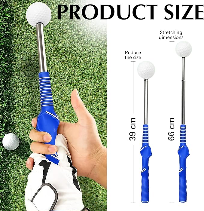 Golf Grip Trainer,Golf Swing Trainer,Retractable Right-Handed Grip Trainer Golf Training Aid for Warmup, Strength Tempo Practice, Indoor/Outdoor Use Improve Swing Rhythm & Accuracy