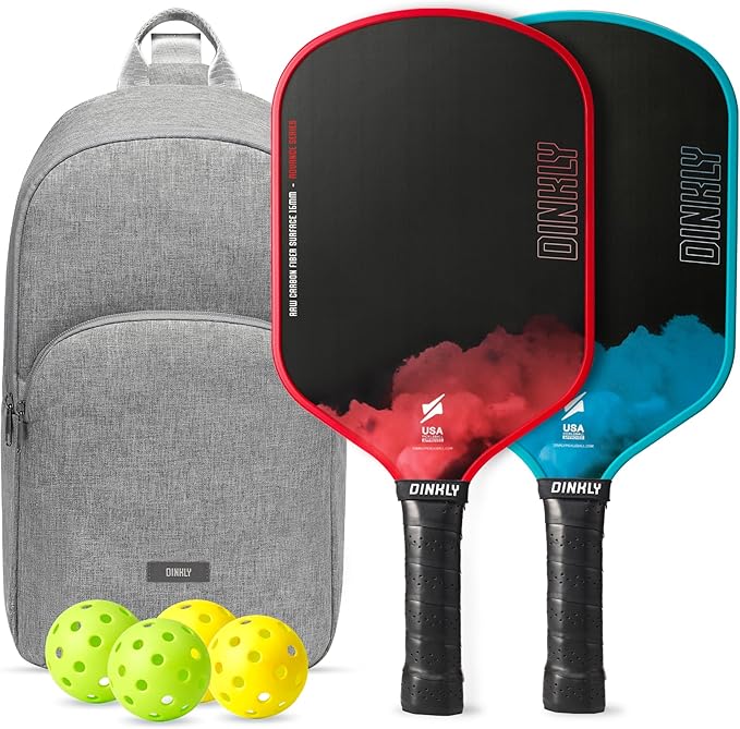 Raw Carbon Pickleball Paddles Set of 2/4, T700 Carbon Fiber Rackets with 16MM Honeycomb Polymer Core, 4 Balls and 1 Portable Carry Bag, USAPA Approved Pickleball Set for Men, Women