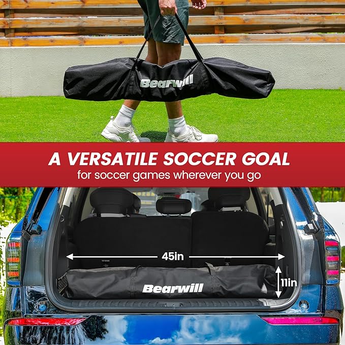 Soccer Goal, 12X6FT Soccer Net Easy Setup, Portable Soccer Goals for Backyard with Upgraded Collapsible Metal Base, Outdoor Indoor Soccer Goal Net for Practice with Carry Bag
