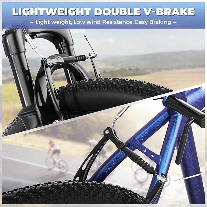 Outroad 26 Inch Comfort Mountain Bike,1-Speed/High-Carbon Steel Adult Bike with V Brakes, Adjustable Ergonomic Seat Bicycle for Men and Women