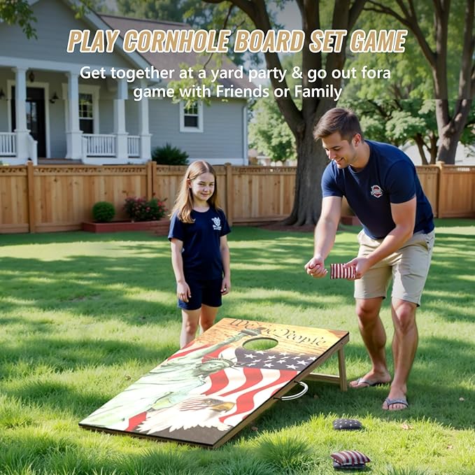 Cornhole Board Set,Corn Hole Games for Adults Outdoor,2X4FT Solid Wood Regulation Cornhole Boards with 8 Cornhole Beans Bags & Carry Case