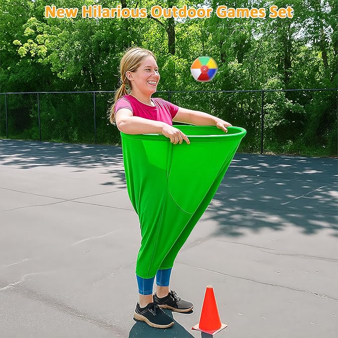 Granny Pants Yard Game Sets Oversized Granny Pants Outdoor Game 2 Pcs Freaky Party Games Pants with 10 Bouncy Balls for Adults Kids Yard Family Reunion Backyard Parties Field Day