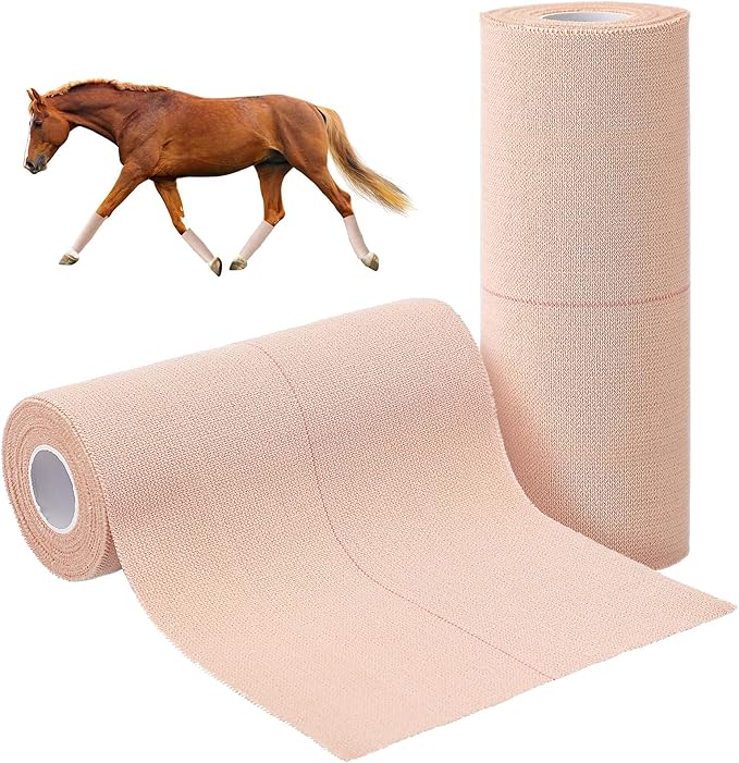 Nuanchu 2 Rolls Adhesive Elastic Tape Bandage Tape Wrap Flexible Stretch Bandages for Sports Ankle, Knee and Wrist Sprains(6 Inch Wide,Apricot)