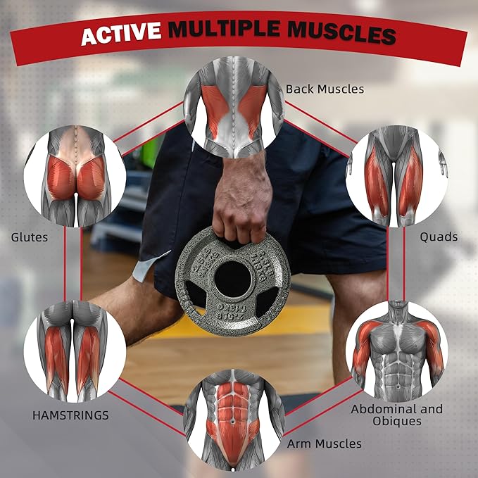 Cast Iron Gym Weight Plates | 1" and 2" Olympic Bumper Plates for Weightlifting, CrossFit, Deadlift, and Squat