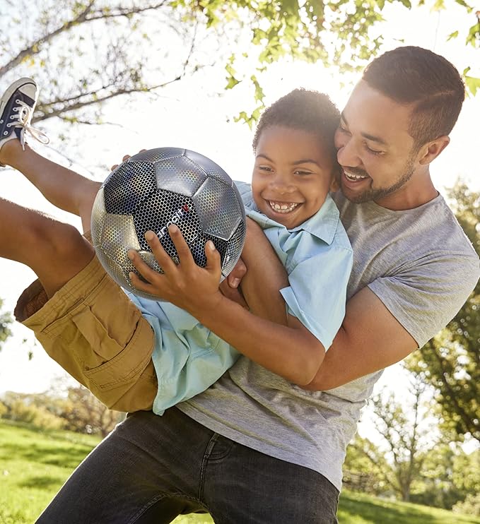 Soccer Ball - Premium Boy and Girl Official Match Ball with Cool Reflective Iridescent Rainbow Hex Pattern, Durable, Indoor, Outdoor, Training, Practice, Playtime and Games