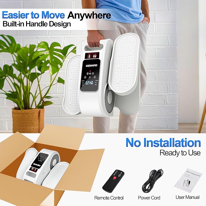 Under Desk Elliptical Machine-Elliptical Machine for Seniors,Portable Silent Electric Home Leg Exerciser with Remote Control,12 Speeds & Mute Function,Manual & Auto Mode