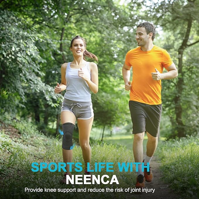 NEENCA Knee Brace for Women men - Knee Compression Sleeve for Knee Pain Relief HX020 (Black, X-Large)