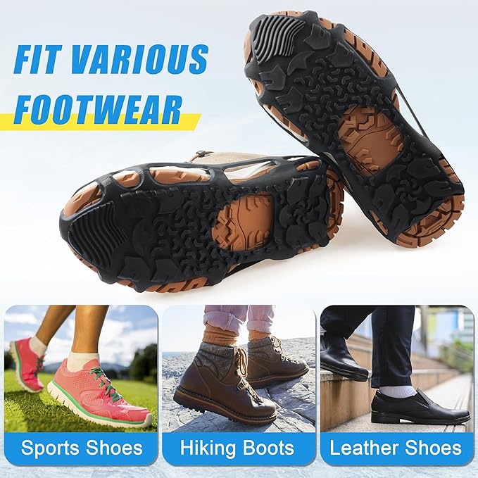 Spikeless Ice Cleats Snow Traction Crampons Anti-Slip Ice Grippers for Shoes and Boots Indoor Slip-On Ice Traction Devices Aids Rubber Footwear for Indoor/Outdoor