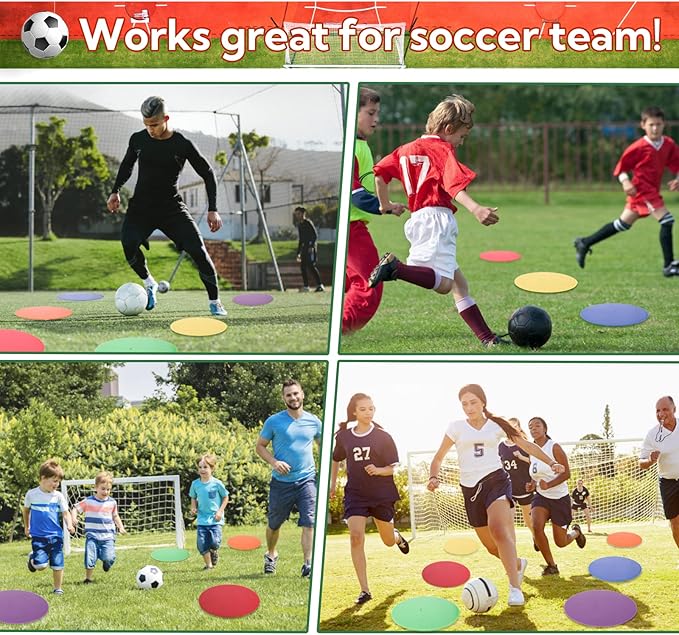 9 Inch Poly Vinyl Spot Markers, Non Slip Rubber Agility Markers Flat Field Cones Floor Dots,for Exercise Drills, Sports, Games, Speed Agility Training -30 Pcs