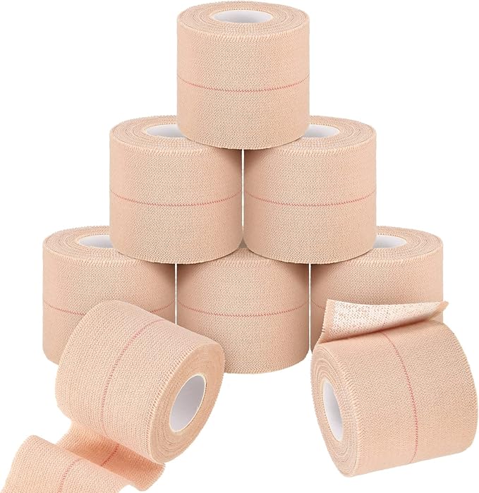 Tondiamo 8 Rolls Elastic Adhesive Bandage Tape Medical Bandage Wrap Athletic Sports Tape Flexible Stretch Skin Bandages Strips for Ankle, Knee, Wrist Sprains Animal Pets(2 Inch X 5 Yard)