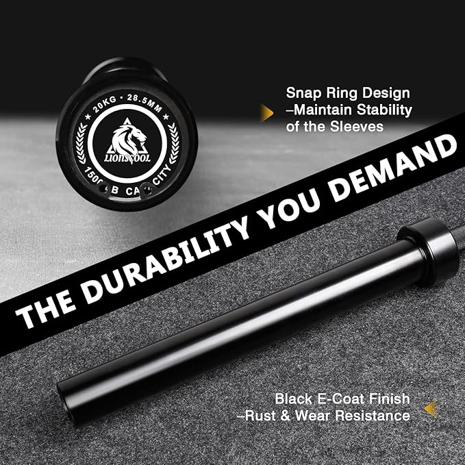 LIONSCOOL 7FT Olympic Barbell for Weightlifting, Power Lifting, 2 Inch Strength Training Bar for Squats, Deadlifts, Presses, Rows, Curls - 700lbs/1000lbs/1500lbs Capacity