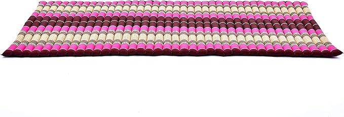 Leewadee - Kapok Roll Mat – Handcrafted Folding Sleep & Relaxation Mattress from Thailand, Ideal as Guest Bed, Camping Mat, Yoga Mat or Traditional Futon, 75 x 39 inches, Auburn Pink