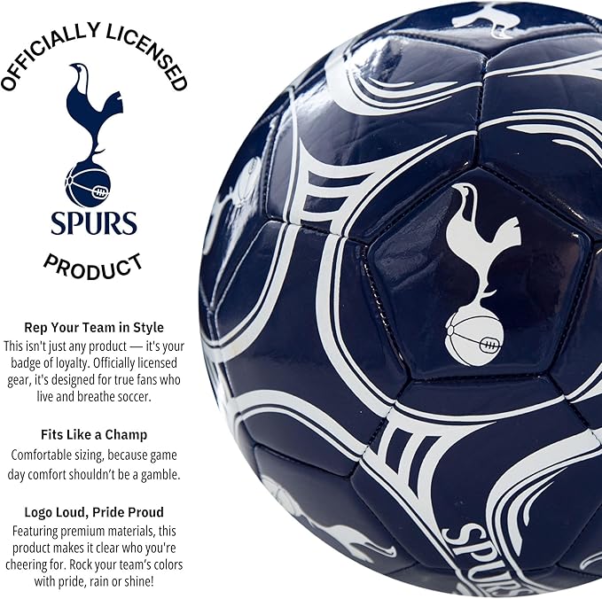Icon Sports Officially Licensed Tottenham Hotspur Regulation Size 5 Soccer Ball