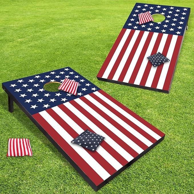 Cornhole Board Set with Carrying Bags & 8 Bean Bags Corn Hole Boards Bean Toss Game for Adults Family Outdoor Lawn Outside Backyard Games