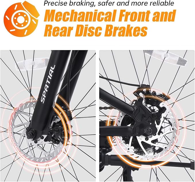 SPATIAL Mountain Bike, 24/26/27.5/29 inch Outdoor Cycling Bike,21/8 Speed Lightweight Aluminum Frame | Dual Disc Brakes,Adjustable Ergonomic Seat for Men Women Adult,MTB Bicycle