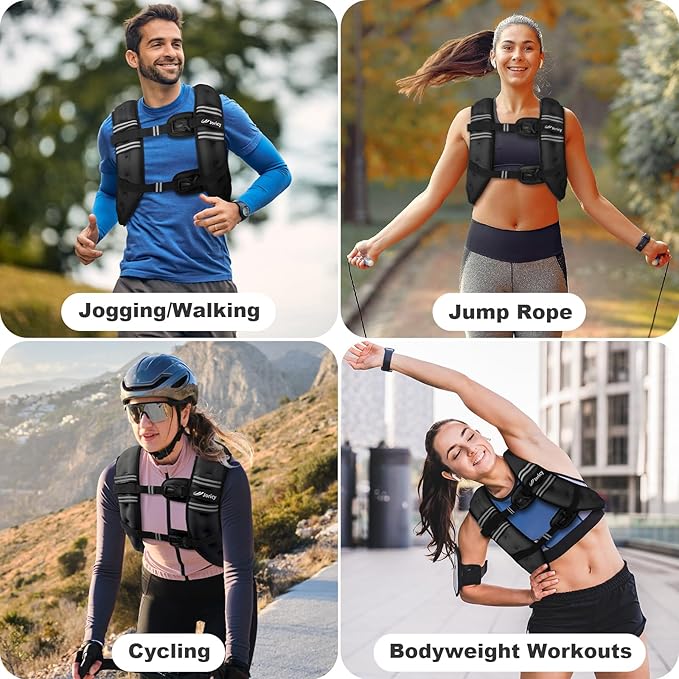 Weighted Vest 5lb/8lb/10lb/15lb/20lb/25lb/30lb Weight Vest Woman Men with Reflective Stripe, Rucking Running Vests for Women Workout Walking Strength Training Weight Loss Fitness Weightlifting