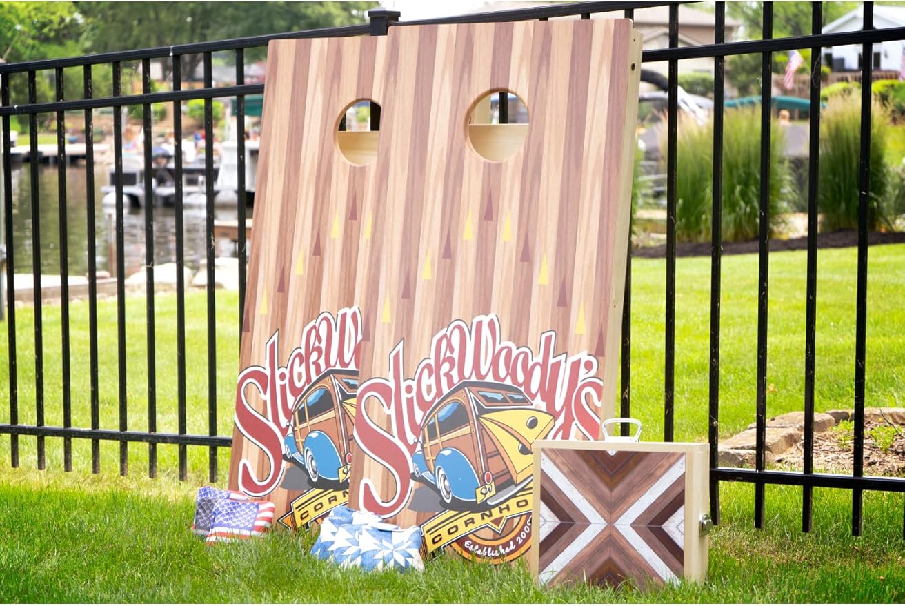 Slick Woody's Professional-Grade TREX Cornhole Boards - 4'x2' All Weather Regulation Corn Hole Toss Game with 8 Resin Filled Bags