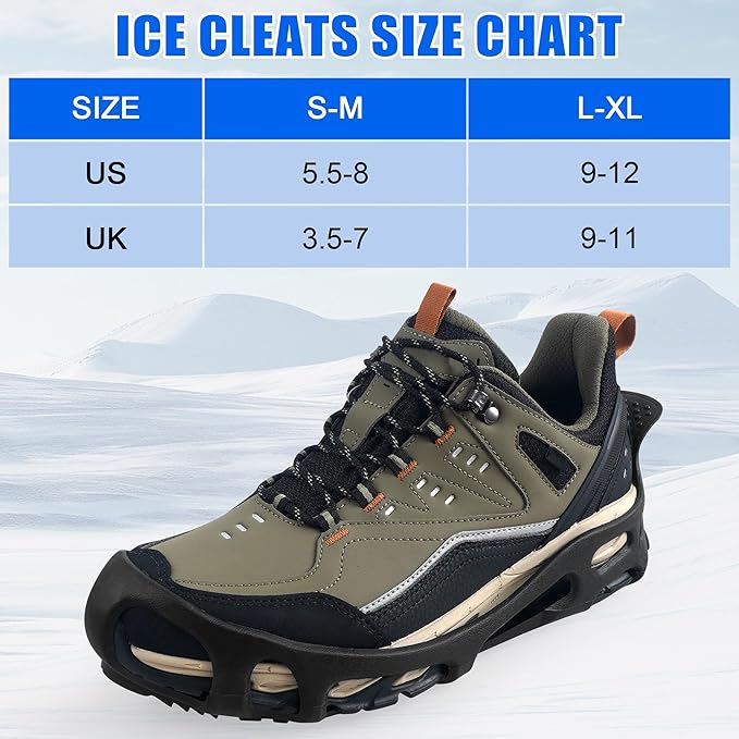 Spikeless Ice Cleats,Anti-Slip Snow Winter Traction Grips Crampoms for Slick Wet Surface Indoor Outdoor Use Ice Shoes Grippers Rubber Tread Overshoes