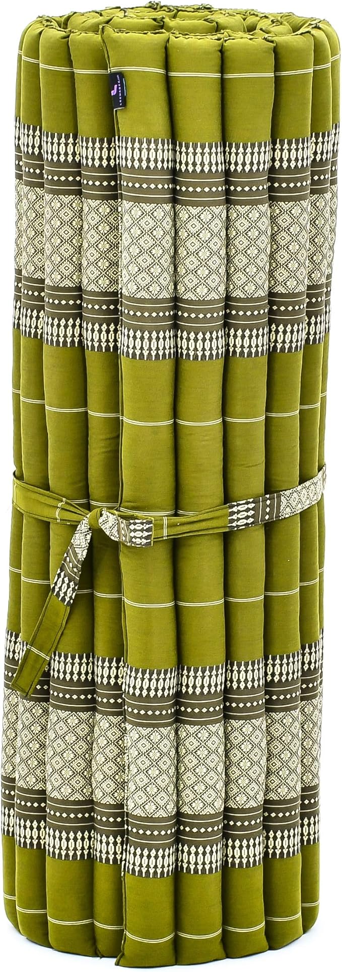 Leewadee - Kapok Roll Mat – Handcrafted Folding Sleep & Relaxation Mattress from Thailand, Ideal as Guest Bed, Camping Mat, Yoga Mat or Traditional Futon, 75 x 39 inches, Green